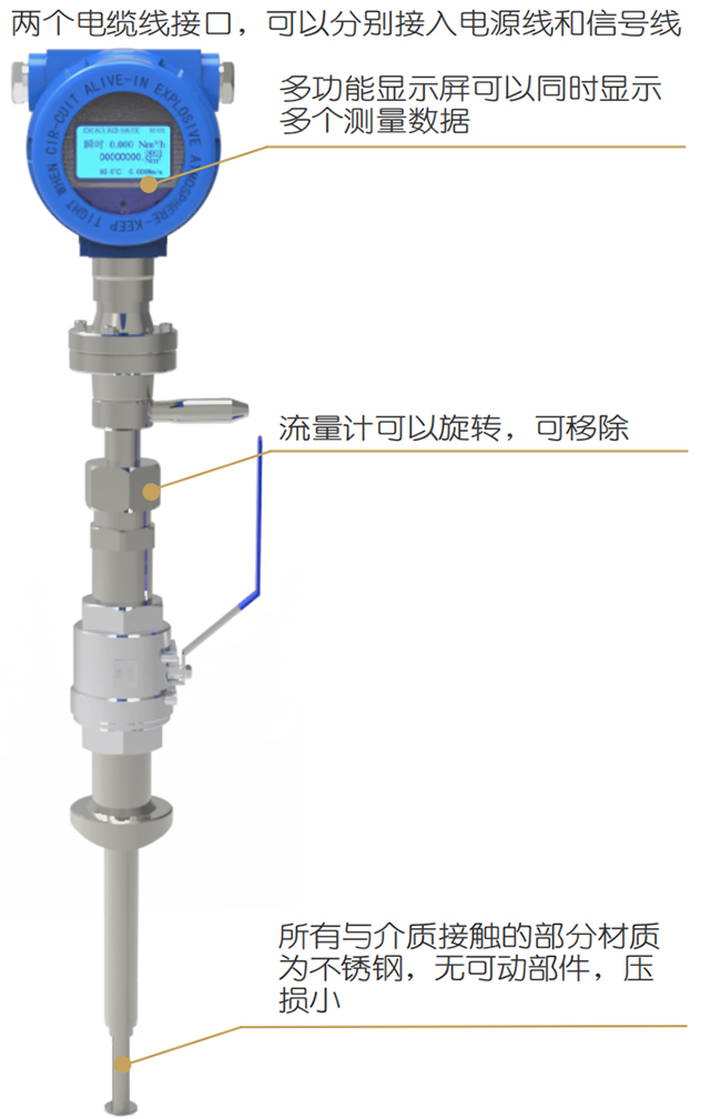 智能熱式氣體質量流量計結構圖